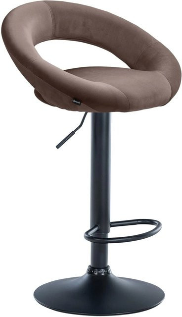 DELUKE Barhocker MEKIM aus Samt in Braun, höhenverstellbarer Barstuhl mit Lehne und Drehfunktion, B/T/H: 53 x 47 x 80 cm - Bild 1