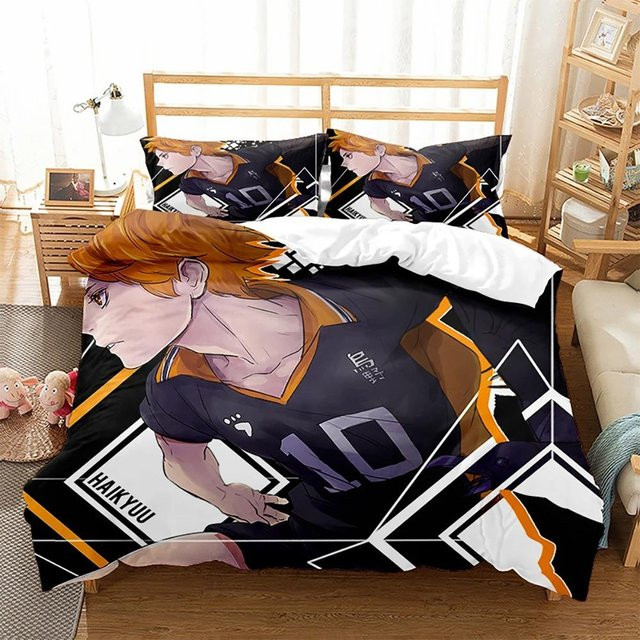 Haikyuu Volleyball Bettwäsche Set mit Motiv für Kinder und Erwachsene, 2-teilig, Mehrfarbig, B/H: 70 x 133 cm - Bild 1