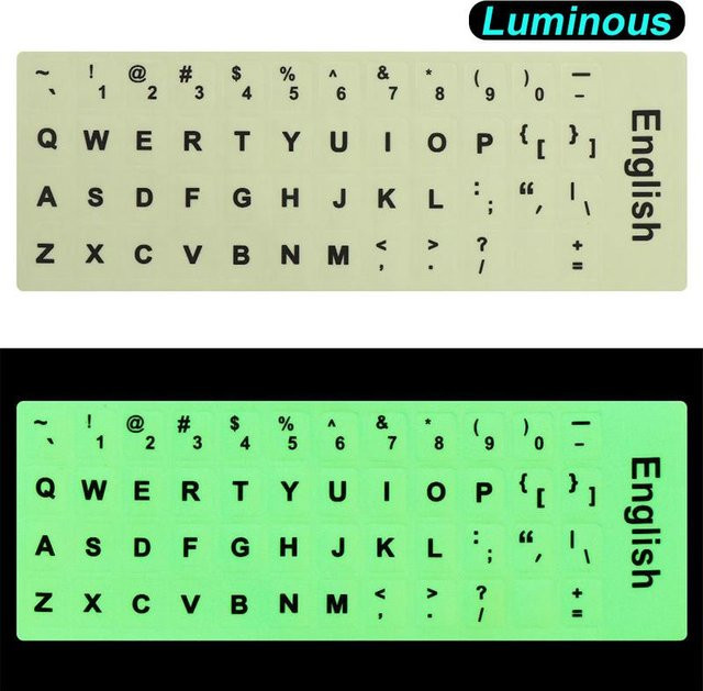 XYNN Fluoreszierende Tastaturaufkleber in Weiß für mechanische Tastaturen, Mehrsprachige Vinylaufkleber im Dunkeln leuchtend - Bild 1