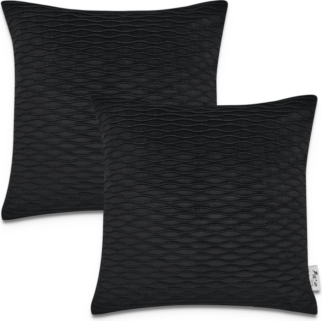 2er-Set Kissenbezüge Chino in Schwarz aus Polyester, B/B: 45 x 45 cm - Bild 1