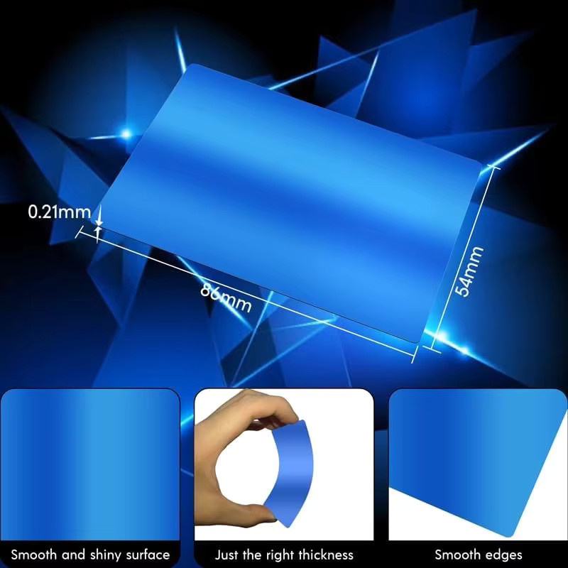 100 Stück Blanko Metall-Visitenkarten aus Aluminium zum Lasergravieren und Bedrucken für dein DIY-Projekt, B: 86 mm, H: 54 mm - Bild 4