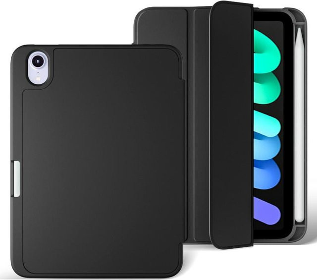 Smart Case für iPad Mini 7 (A17 Pro) und iPad Mini 6 (8,3 Zoll) mit Stifthalter und Ladeabdeckung, Schwarz - Bild 1