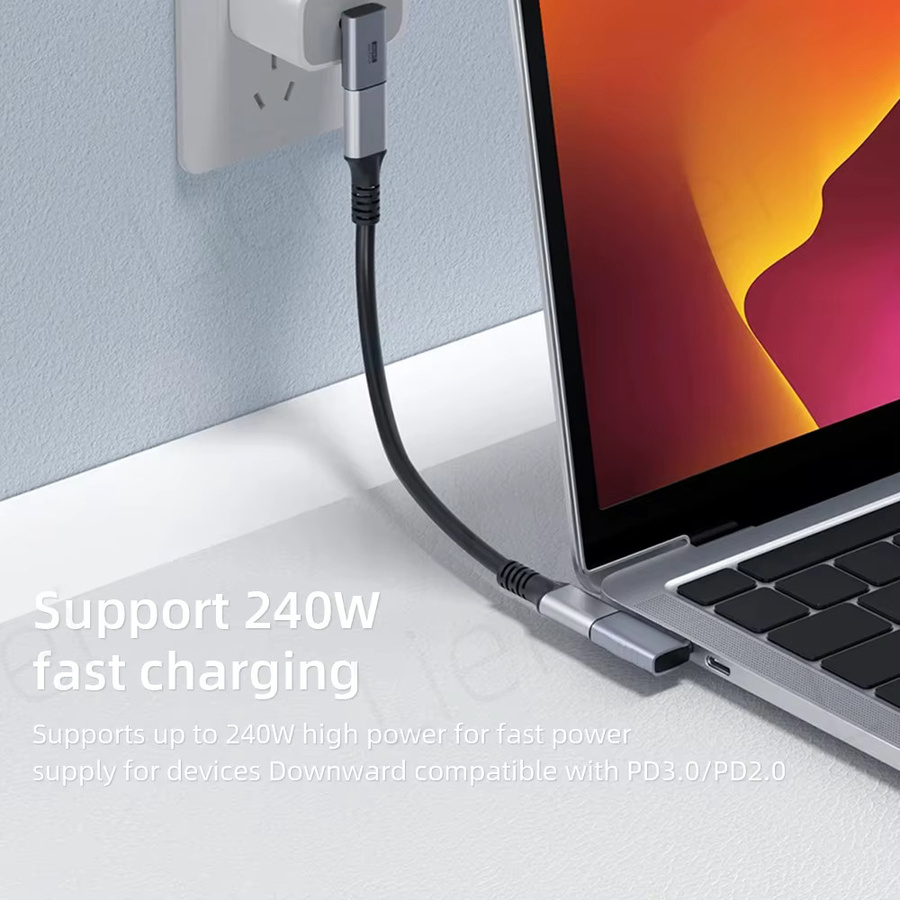 LIEI USB-C zu C Adapter mit 90-Grad-Winkel, USB4 und Thunderbolt 4/3 Unterstützung, 40Gbps und 8K 60Hz Konverter für MacBook, Handy und Tablet - Bild 3