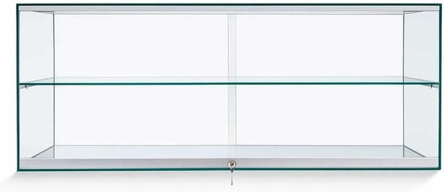 K-Möbel Kunstvitrine aus Glas mit Schiebetüren und Schloss, B/T/H: 125 x 36 x 47 cm - Bild 1