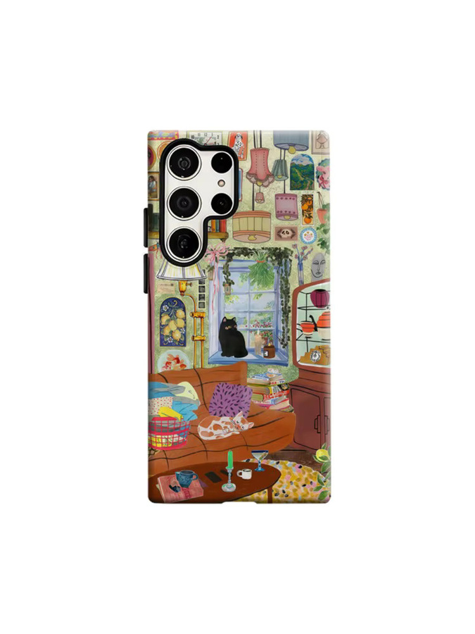 Samsung Galaxy S25 Ultra S24 S23 Ultra Plus Handyhülle Vintage Curio Parlor Katzen Design Stoßfeste Doppelschicht Rückabdeckung Multicolor - Bild 6