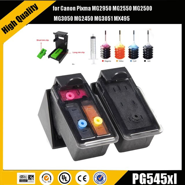einkshop Nachfüllbare Tintenpatronen Set für Canon Pixma MG3050 2550 2450 2550S 2950 MX495 kompatibel mit PG545 545XL und CL546 546XL in Schwarz - Bild 1