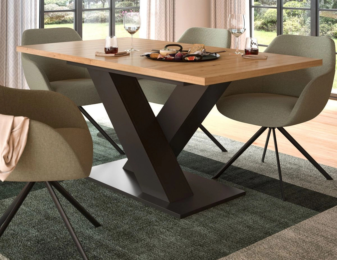Ausziehbarer Esstisch Inn.Furn in Eiche und Grau, modern und rechteckig - Bild 3