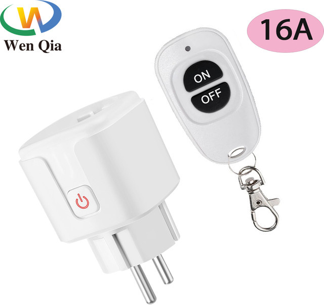 WenQia Drahtlose Smart Steckdose mit Fernbedienung 433 MHz, 16A, Weiß - Bild 1