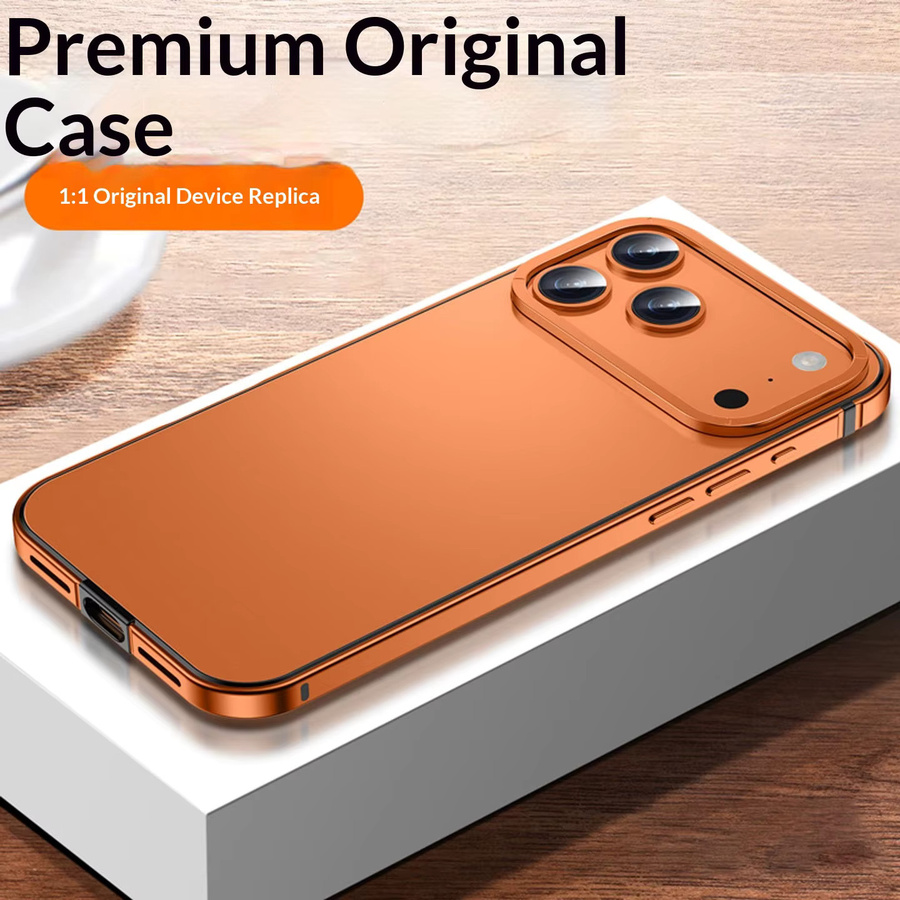 Apple Originalhülle für iPhone 16 und 15 Pro Max mit ultradünnem Aluminiumlegierungsrahmen und matter Rückseite in Weiß und Orange - Bild 5