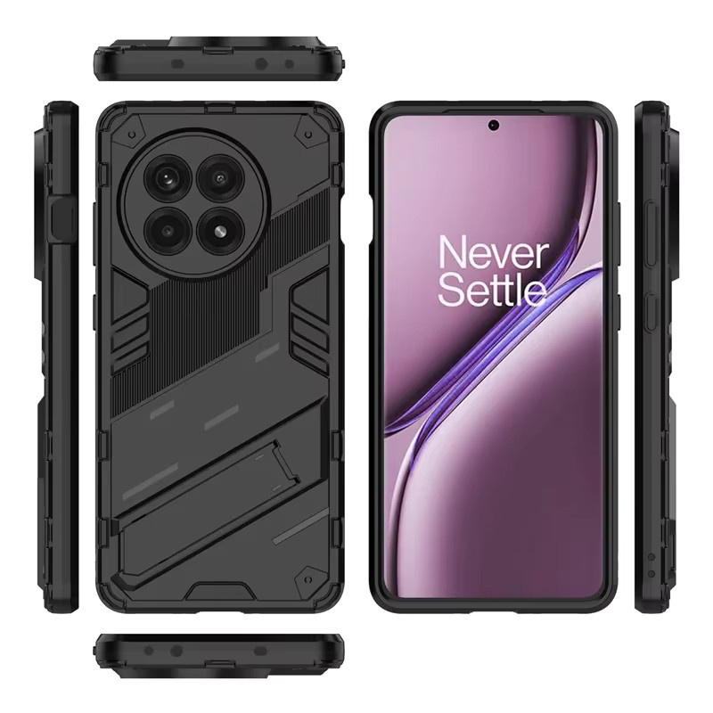 Stoßfeste Rüstung-Schutzhülle für OnePlus 13 mit magnetischem Ständerhalter in Schwarz - Bild 3