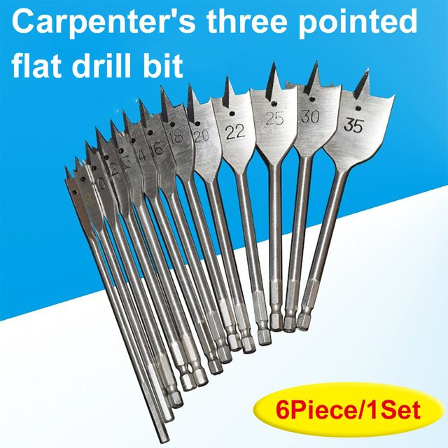 Spatenform Flachbohrer für die Holzbearbeitung mit Dreipunkt-Positionierung, Silber, Durchmesser: 10 mm bis 15 mm - Bild 1