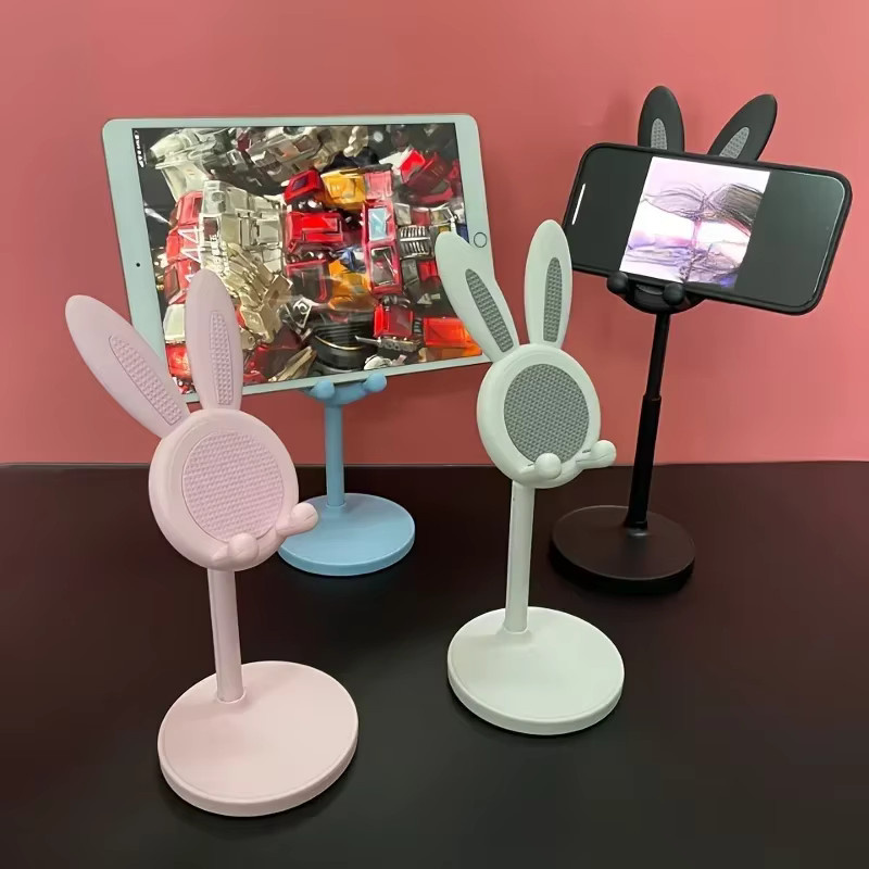 Verstellbarer Handyhalter im Kaninchen-Design für Schreibtisch, Smartphone und Tablet in Pink - Bild 2