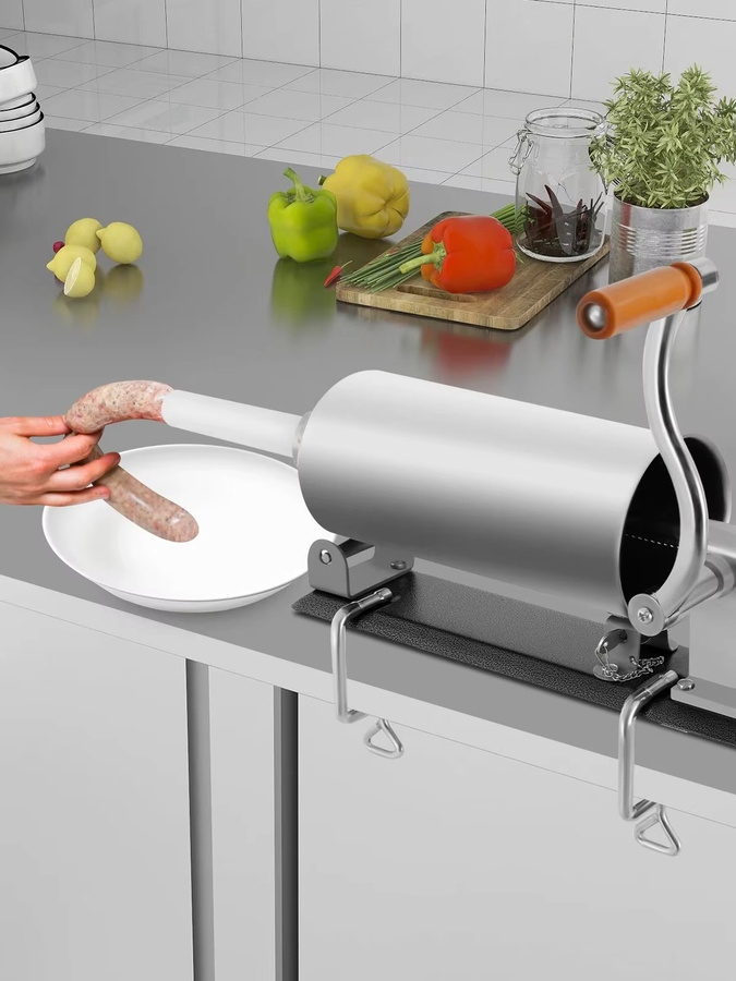 Bymaocar Wurstfüllmaschinen-Set aus Edelstahl in Silber mit 4 Röhrengrößen für die zutatenfreie Lebensmittelherstellung im Haushalt und Gewerbe - Bild 5