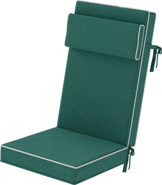 Outsunny Sitzkissen Grün aus Polyester mit Kopfstütze und Bändern, wasserabweisend und UV-beständig, B/T/H: 120 x 47 x 9,5 cm - Bild 1