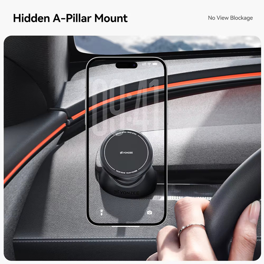 YZ Magnetische MagSafe Handyhalterung aus Silikon für Tesla Modell 3 Y Highland Juniper, Schwarz - Bild 2