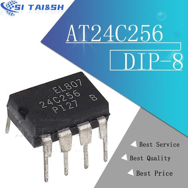 10 Stück Si Tai&SH AT24C256 EEPROM IC DIP-8 in Schwarz - Bild 1