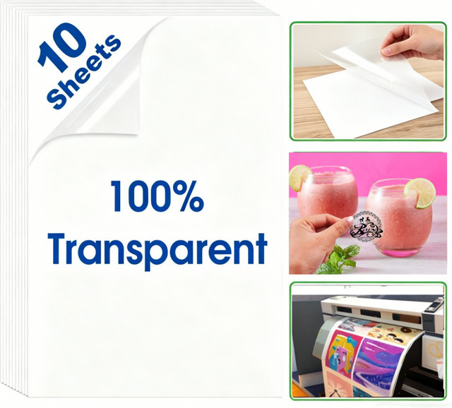 OEING Transparentes Vinyl-Aufkleberpapier A4 Selbstklebendes Etikettenpapier für Tintenstrahldrucker - Bild 1