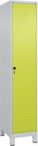 C+P Spind Classic PLUS Garderobenschrank mit 1 Abteil, Füße, Lichtgrau/Clowngrün, H x B x T: 195 x 40 x 50 cm - Bild 1