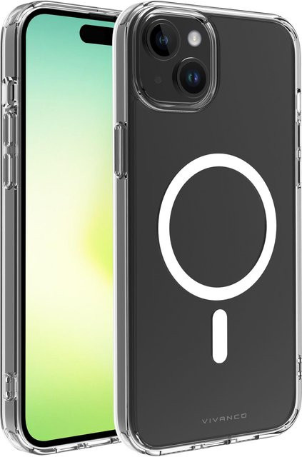 Vivanco Mag Steady Anti Shock Cover für iPhone 15 Plus, transparente Handyhülle mit Magnetic Wireless Charging Support - Bild 1