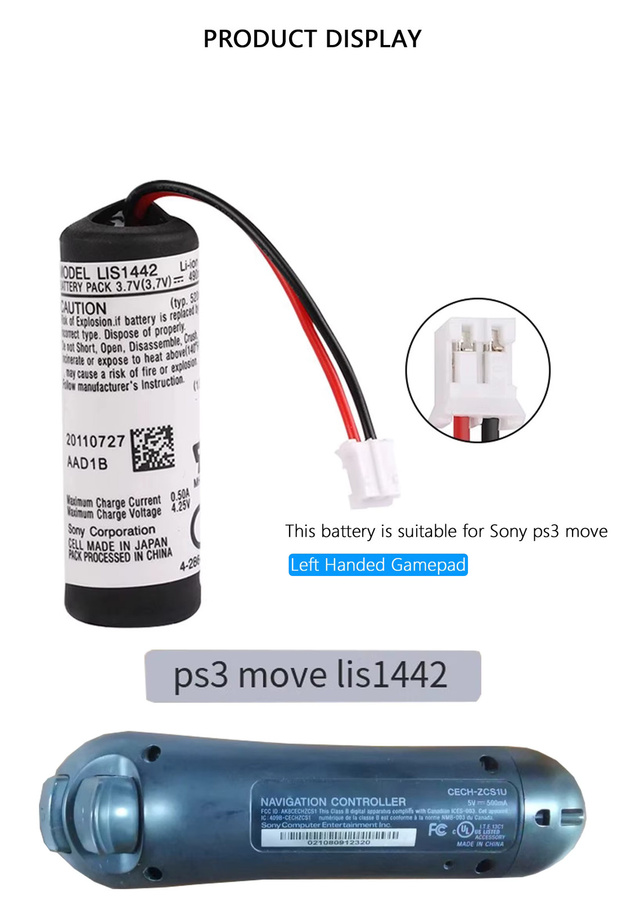 Sony LIS1442 Akku 900 mAh für PlayStation 3 Move Navigation Controller CECH-ZCS1E in Schwarz - Bild 3