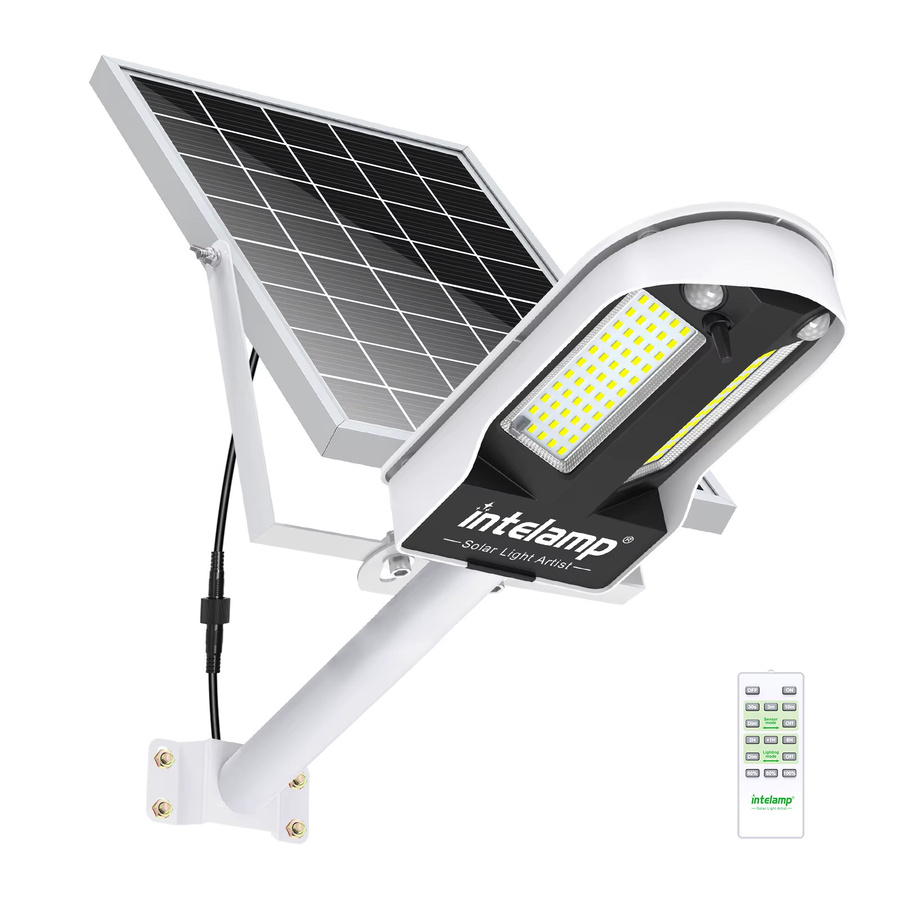 intelamp Solar-Straßenleuchte für den Außenbereich mit 12000 mAh Akku, wasserdichte LED Wandleuchte in Weiß für Garten, Straße und Hof - Bild 6