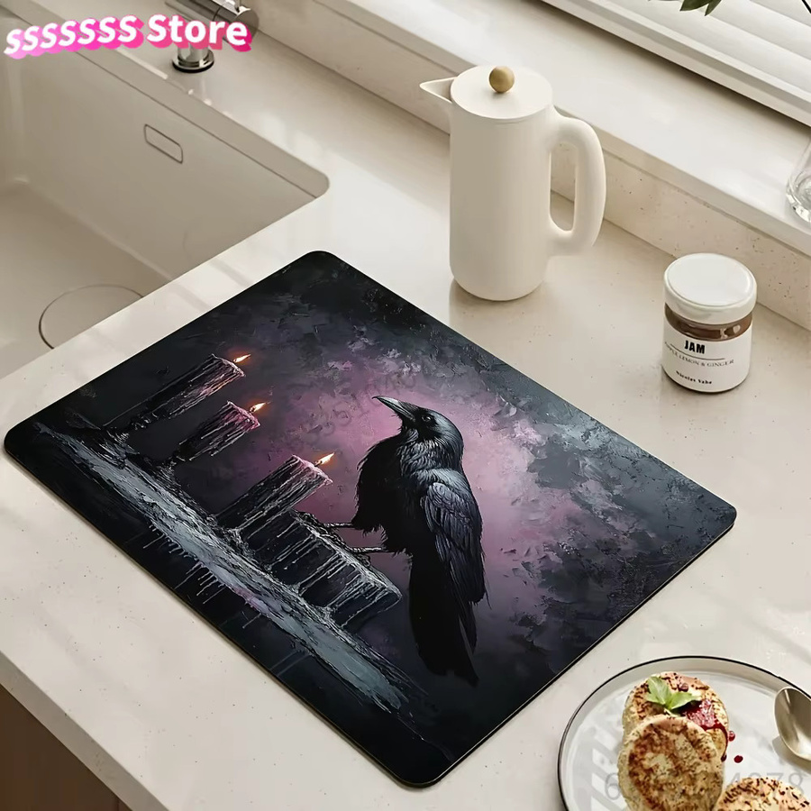 Haier Gothic Raven & Candles Abtropfmatte und Abdeckung für Waschmaschine und Trockner, Mehrfarbig - Bild 4