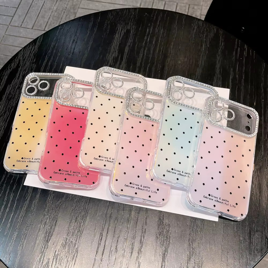 Loobival Glitzer-Diamant-Polka-Dots Handyhülle für iPhone mit Kameraschutz in Bunt und Blau - Bild 3