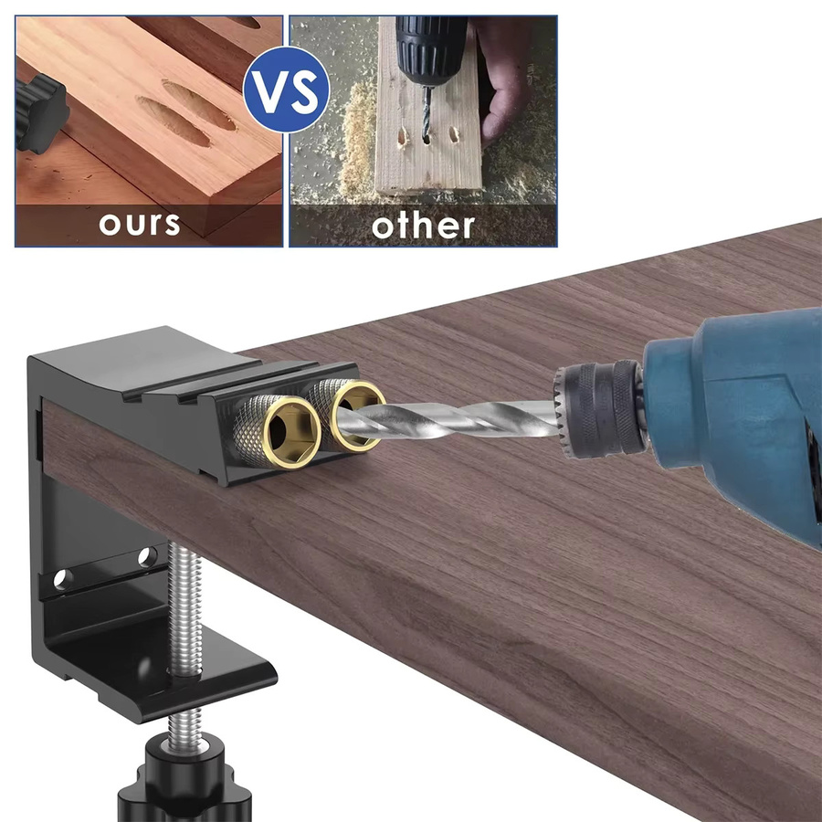 Toorise 47-teiliges Pocket Hole Jig Kit aus Metall in Schwarz für Holzbearbeitung mit 15 Grad Winkel Bohrführung - Bild 4