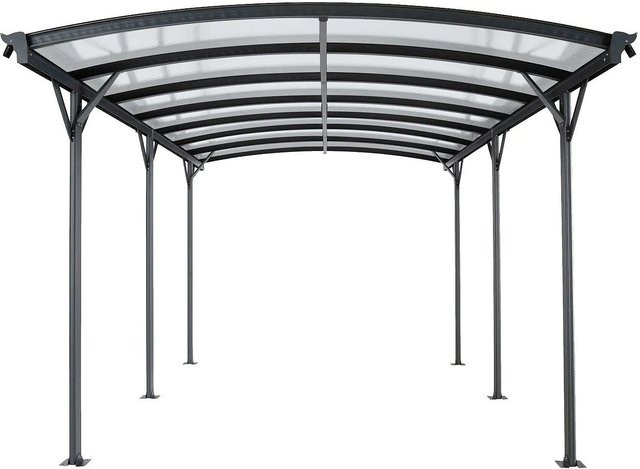 Vente-unique Freistehendes Carport Baresa aus Aluminium in Anthrazitgrau mit gebogenem Design, Breite: 370 cm - Bild 1