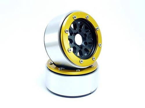 Metsafil 1:10 Crawler Felgen Gear aus Aluminium in Schwarz/Gold, 1 Paar - Bild 1