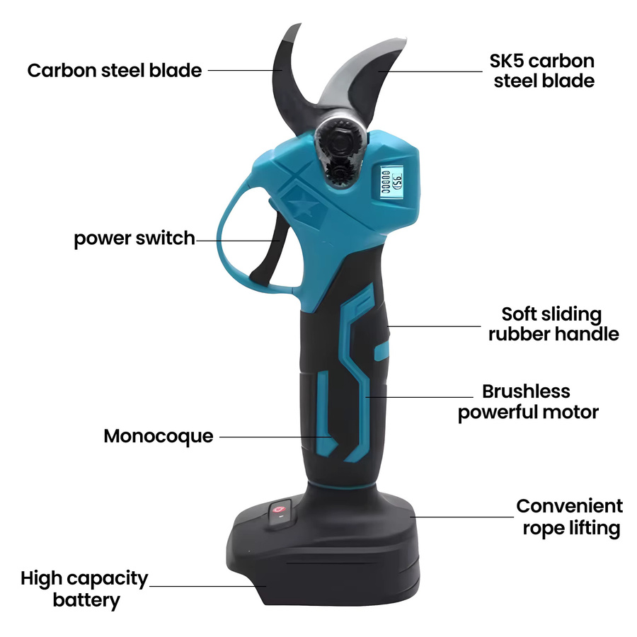 3-in-1 Bürstenlose Teleskop-Elektrokettensäge mit Gartenschere für Makita 21V Akku, Blau - Bild 6