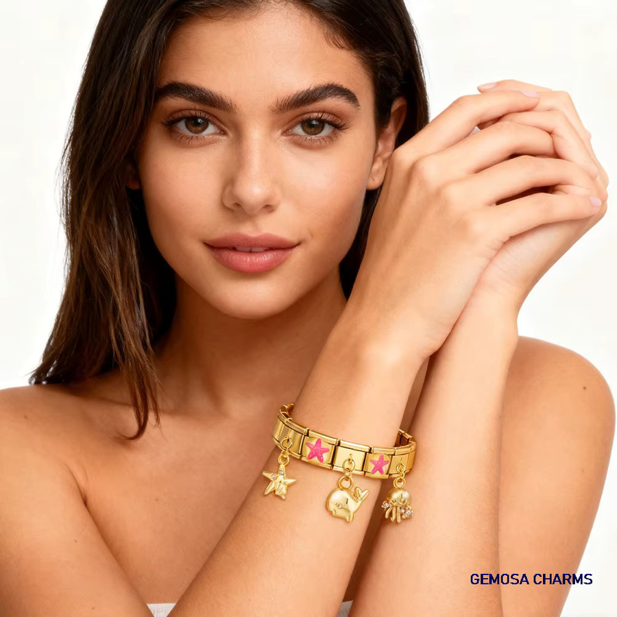 GEMOSA Charm-Anhänger Edelstahl, Gold, Unisex - Bild 2
