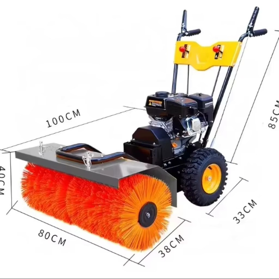 Selbstbetriebene und manuelle Schneekehrmaschine in Orange für Innenhof und Garten - Bild 3