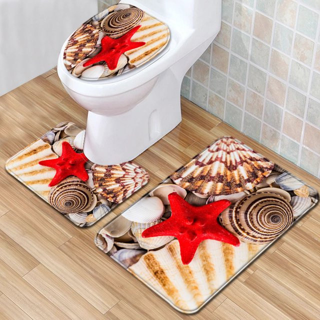 VIKAMA 3D-Digitaldruck Flanell-Bodenmatte für das Badezimmer, wasserdicht und waschbar, Multicolour, Breite: 60 cm, Tiefe: 40 cm - Bild 1