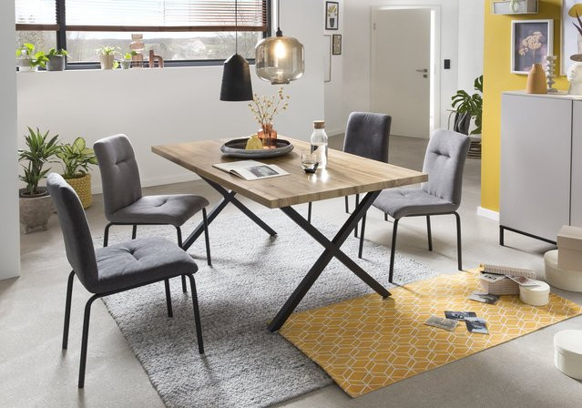 TPFLiving Esszimmertisch EETU in Wildeiche Dekor und Braun mit Metallgestell, B/T/H: 160 x 90 x 75 cm - Bild 1