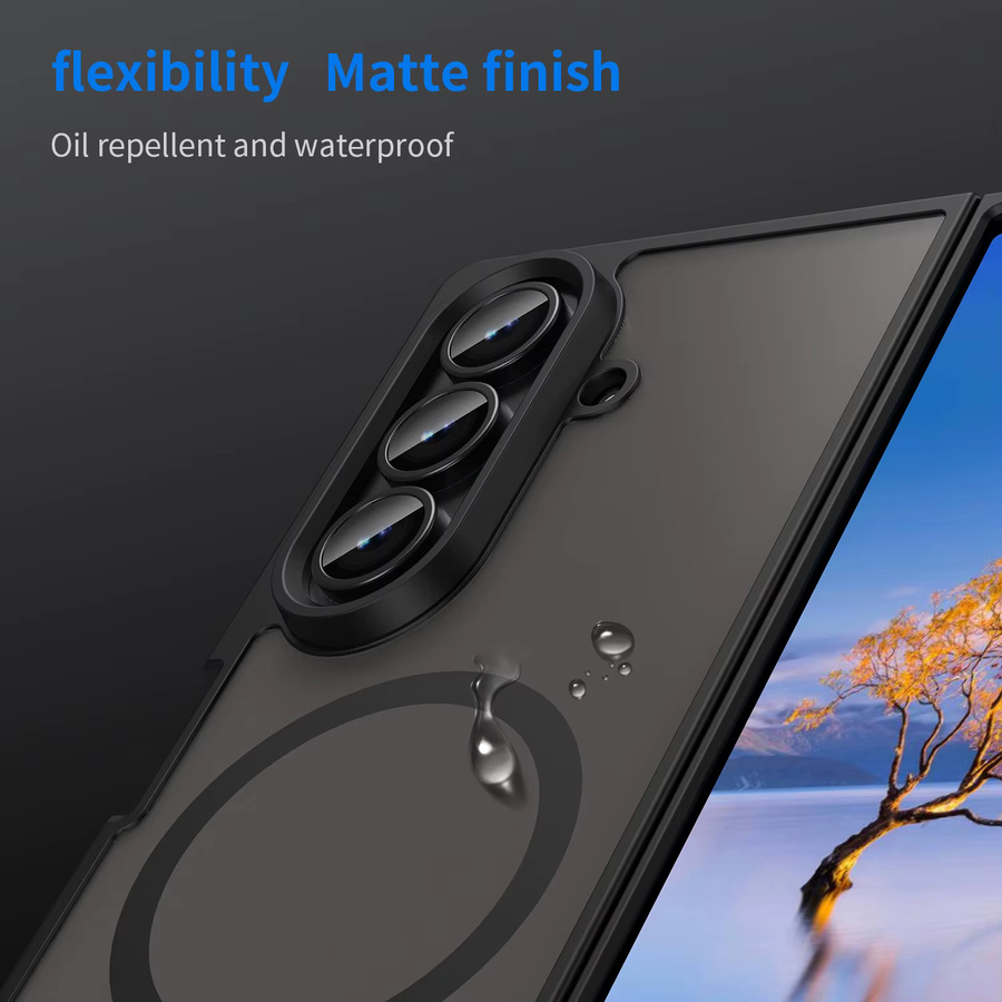 Samsung Galaxy Z Fold 7 Hülle Luxuriöse Schlanke Matte MagSafe Schutzhülle aus PC und TPU Hybrid Armor in Schwarz - Bild 5