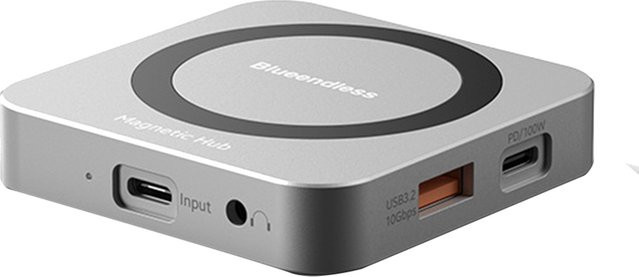 BLUEENDLESS 8 in 1 USB C Hub M.2 NVME SSD Docking Station mit USB 3.1 10 Gbit/s, 100 W PD und 4K 60 Hz, Magnetisches M.2 SSD Gehäuse in Grau - Bild 1