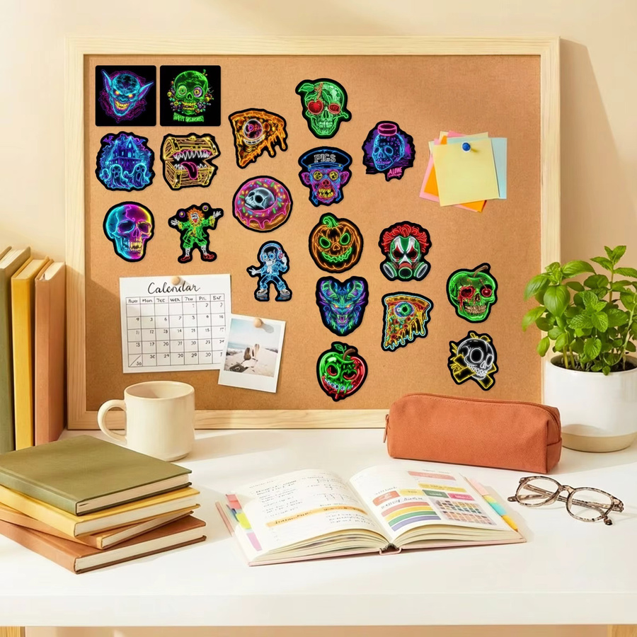GOGOTU Halloween Lustige Neon-Totenkopf-Graffiti-Aufkleber, 50-teiliges Set, multicolour - Bild 3