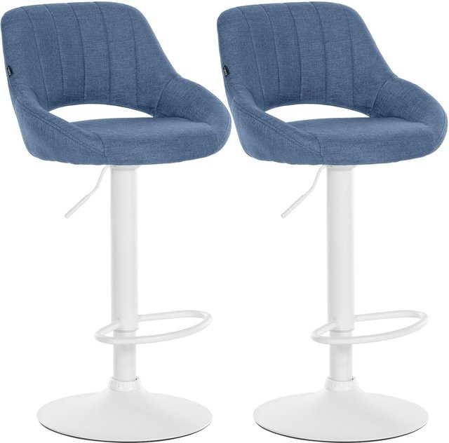 CLP Barhocker 2er Set Milet höhenverstellbar mit Lehne, gepolsterte Barstühle mit Stoffbezug und Metallgestell, drehbar - Bild 1