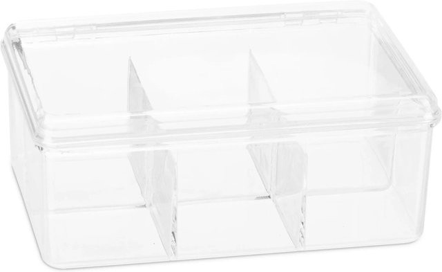 Relaxdays Teebox aus Kunststoff in Transparent mit 6 Fächern, B/T/H: 21,5 x 9 x 14,5 cm - Bild 1