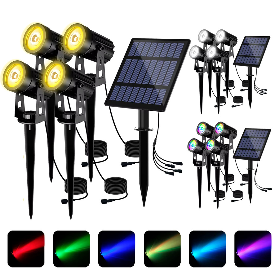 T-SUNRISE 4 in 1 Solar LED Wandleuchte IP65 Wasserdicht RGBW Outdoor Scheinwerfer in Schwarz für Garten und Außenbereich - Bild 7