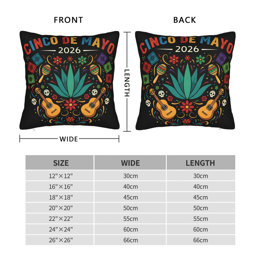 Cinco De Mayo Kissenbezug mit Print in Multicolor, B/B/H: 18 x 18 x 18 cm - Bild 1