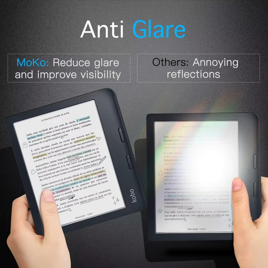 2er-Pack matte Displayschutzfolie für Kobo Libra Color 7 Zoll (2024) und Kobo Libra 2 7 Zoll (2021), PET Anti-Glare, transparent - Bild 2