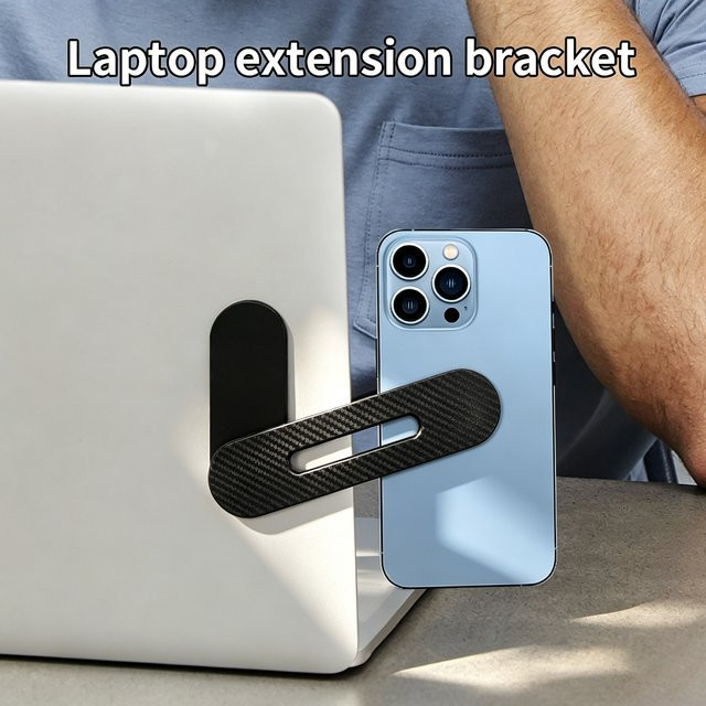 Magnetischer Laptop-Handyhalter für den Computermonitor in Weiß, schlank und faltbar, kompatibel mit iPhone 16, 15, 14 Serie und allen anderen Smartphones - Bild 1