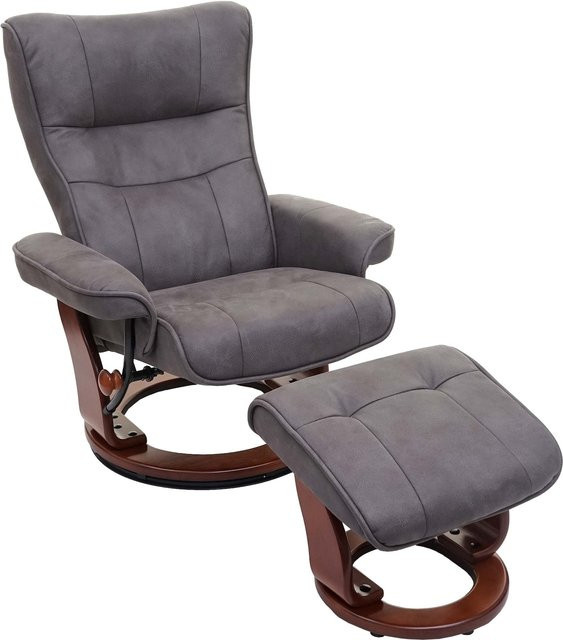 MCA Relaxsessel Edmonton mit Hocker, Fernsehsessel aus Stoff und Textil, dunkelgrau, walnussfarben - Bild 1