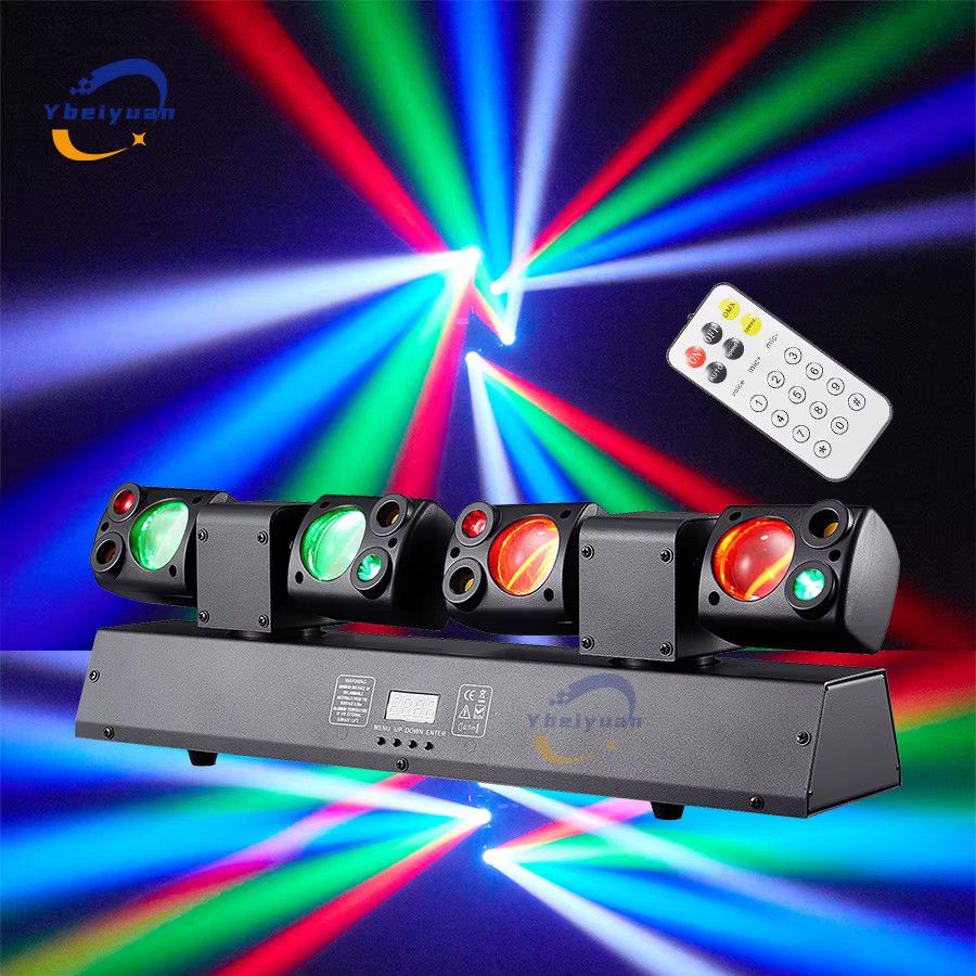 Ybeiyuan 80W LED Dual-Head Moving Head Effektlicht mit Rot, Grün und Gelb Laser sowie Flash und DMX512 Steuerung für DJ, Disco und Bühne - Bild 2