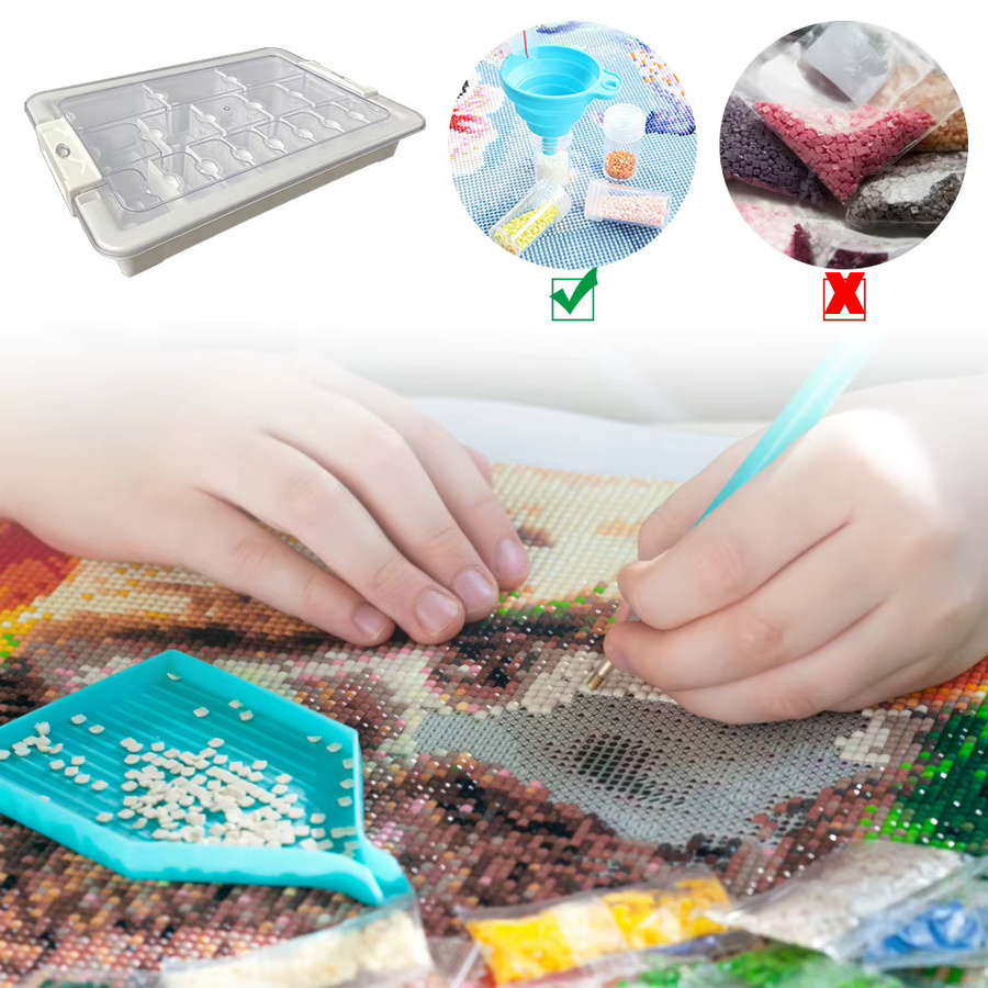 VAKIND Aufbewahrungsbox für Diamantmalerei, transparente Perlen-Organizer aus Kunststoff für Diamond Painting Zubehör - Bild 2