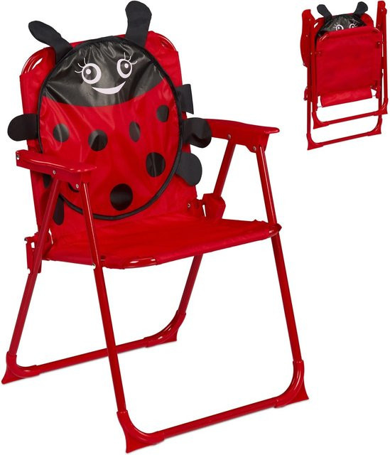 Relaxdays Kinder Klappstuhl Marienkäfer, Bunt, Polyester und Eisen, B/T/H: 51,5 x 36 x 37,5 cm - Bild 1