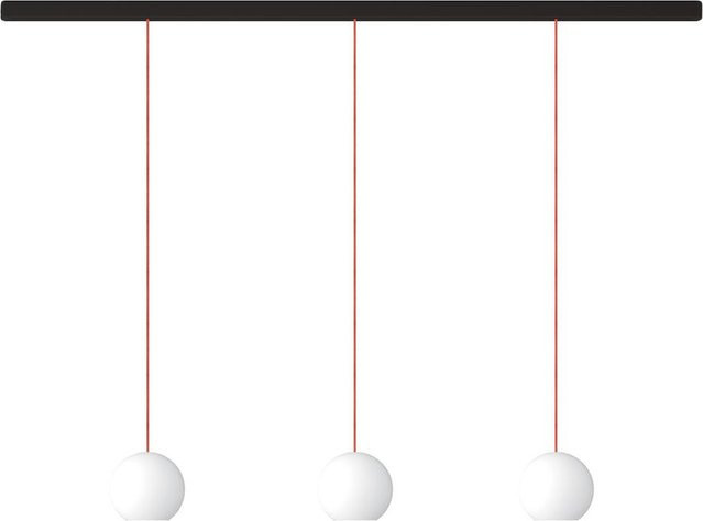 KOMOT KOS Trio L LED-Pendelleuchte-Schiene mit mundgeblasenem Opalglas in Schwarz und Orange, Tunable White (2200K - 4200K), Länge: 200 cm - Bild 1