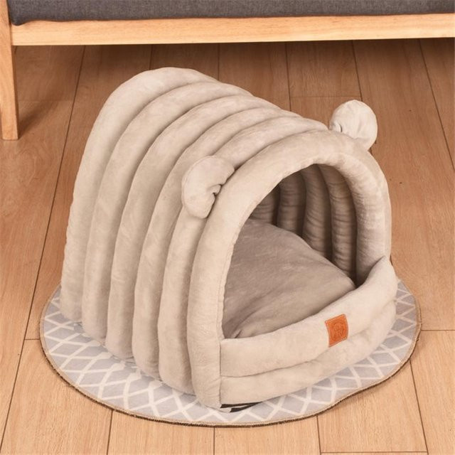 Gemütliches rundes Katzenbett aus 100% Baumwolle als warmes Schlafzelt und Höhle für Katzen und Hunde in S - Bild 1